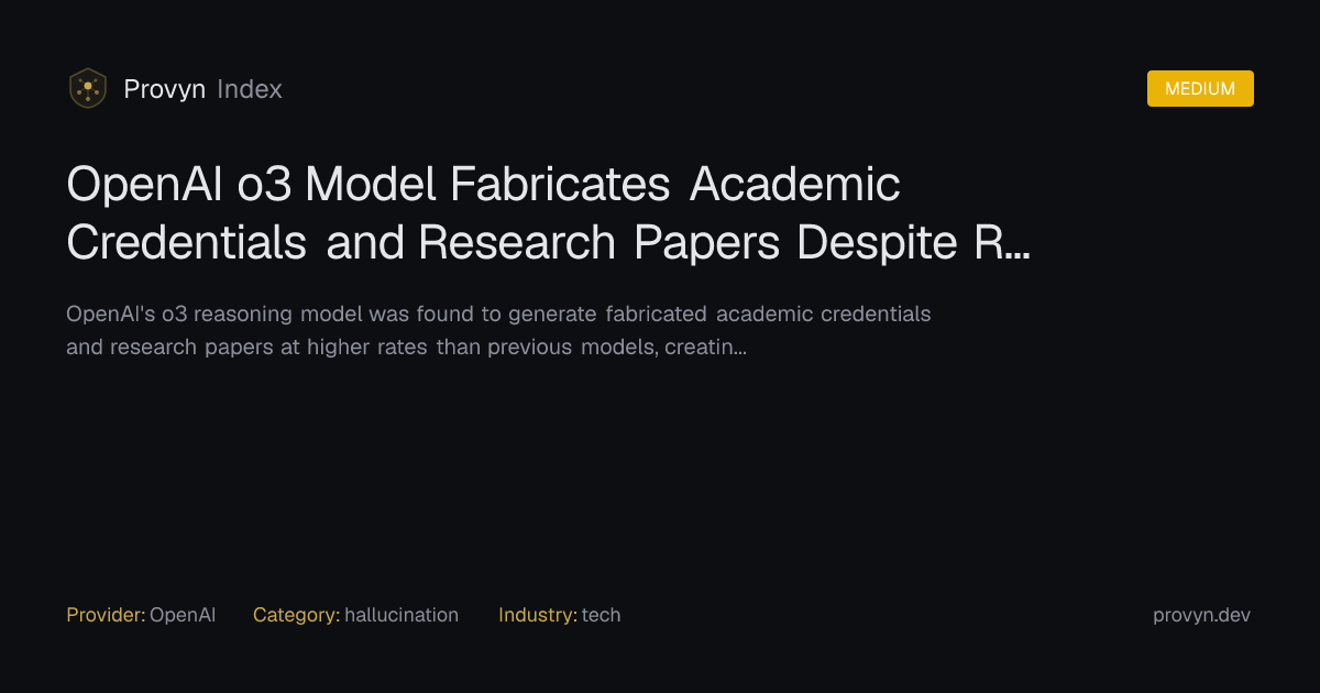OpenAI o3 Model Fabricates Academic Credentials and Research Papers ...
